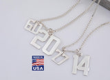 Personalized Sterling Silver Sports Number Necklace • Custom Jersey Number Pendant- USA Made