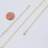 16" Anchor Tab Necklace 2mm Gold Ion PVD Plated Tarnish Resistant