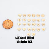 Heart Letter Connectors 14K Gold Filled Made in USA - 6x8mm Alphabet Number Connector for Bracelet Initial Charm Permanent Jewelry Supplies