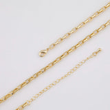 Rectangle Necklace 14K Gold Ion Plated Necklace 3mm Tarnish Resistant