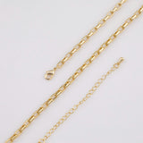 Rectangle Necklace 14K Gold Ion Plated Necklace 3mm Tarnish Resistant