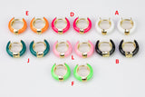 Colorful Enamel Huggie Hoop Enamel Earring - 15mm- 5mm thick Huggies - 1 pair per order
