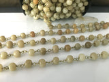 OX HORN Bead Rosary Chain-- 8.5mm-- Non-tarnishing brass wire-- By the Foot