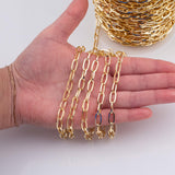 PVD Ion Gold Plated Square Oval Chain 6x12mm - By the Yard - Tarnish Resistant