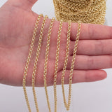 PVD Ion Gold Plated Double Rolo Chain 3mm - By the Yard - Tarnish Resistant