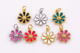 Enamel flower daisy charms 12mm 22k gold filled bracelet necklace pendant minimalist charms cz pave