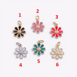Enamel flower daisy charms 12mm 22k gold filled bracelet necklace pendant minimalist charms cz pave