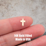 Cross connector charm, Permanent Jewelry Connectors 14k Gold Filled Sterling Silver for permanent jewelry