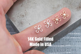 Lab Diamond Gold Filled or Sterling Silver Flower Clover Cross CCZ Charm- 14/20 Gold Filled- USA Product-7.5mm- 1 piece per order