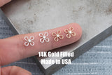 Lab Diamond Gold Filled or Sterling Silver Flower Clover Cross CCZ Charm- 14/20 Gold Filled- USA Product-7.5mm- 1 piece per order