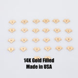 Heart Letter Connectors 14K Gold Filled Made in USA - 6x8mm Alphabet Number Connector for Bracelet Initial Charm Permanent Jewelry Supplies