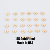 Heart Letter Connectors 14K Gold Filled Made in USA - 6x8mm Alphabet Number Connector for Bracelet Initial Charm Permanent Jewelry Supplies