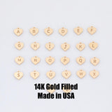 Heart Letter Charms 14K Gold Filled Made in USA - 6x8mm Alphabet Number Connector for Bracelet Initial Charm Permanent Jewelry Supplies