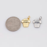 Cupcake Charm 18k Gold PVD Ion Plated Charms Tarnish Resistant