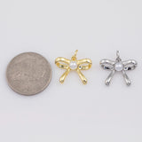 Bow Ribbon with Pearl Charm 18k Gold PVD Ion Plated Charms Tarnish Resistant