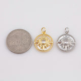 Evil Eye North Star Sun Mother of Pearl Charm 18k Gold PVD Ion Plated Charms Tarnish Resistant