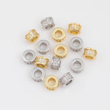 8mm Large Hole Pave Bead 4mm Hole Size18k Gold PVD Ion Plated Charms Tarnish Resistant