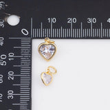 CZ Cubic Zirconia Heart Charm Very Shiny 18K Gold Filled PVD Ion Plated Tarnish Resistant