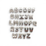 18K Gold Silver Bead 15mm Personalized Cord Chubby Bubble Initial Letter Alphabet Bead A~Z (select 26 Letter) Alphabet DIY Jewelry Making Go