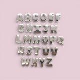 18K Gold Filled Silver 15mm Personalized Cord Chubby Bubble Initial Letter Alphabet Bead A~Z (select 26 Letter) Alphabet DIY Jewelry Making