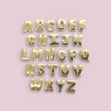 18K Gold Filled Silver 15mm Personalized Cord Chubby Bubble Initial Letter Alphabet Bead A~Z (select 26 Letter) Alphabet DIY Jewelry Making