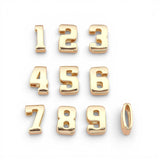 18K Gold PVD Plated Bubble Number Charm 20mm Side Hole Number Charm Bracelet Necklace for DIY Jewelry Making Supply