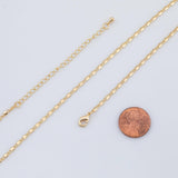 16" Anchor Tab Necklace 2mm Gold Ion PVD Plated Tarnish Resistant