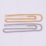 May include: Two curb chain necklaces, one gold-toned and one silver-toned, are displayed against a white background. Each necklace has a lobster clasp closure and an adjustable chain. The chains are made of interlocking, rounded links.