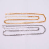 May include: Two chain necklaces. One is gold-colored, the other is silver-colored. Both necklaces have a curb chain design and are displayed on a white background. Each necklace has an adjustable length with a lobster clasp closure.