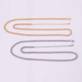 16" Cuban Chain Necklace Gold PVD Ion Plated Silver Necklace Charm Bar Necklace Cuban Curb Chain Necklace 3.5mm