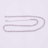 May include: A silver-colored necklace with a rectangular link chain design. The necklace has an adjustable chain and a clasp closure. The jewelry is displayed on a white background.