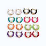 Colorful Enamel Huggie Hoop Enamel Earring - 15mm- 5mm thick Huggies - 1 pair per order