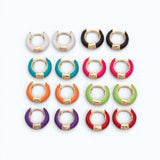 Colorful Enamel Huggie Hoop Enamel Earring - 15mm- 5mm thick Huggies - 1 pair per order