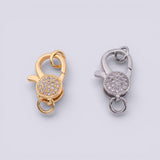 Pave Lobster Clasp PVD Ion Plated Gold and Silver Tone Tarnish Resistant 10x15mm