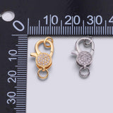 Pave Lobster Clasp PVD Ion Plated Gold and Silver Tone Tarnish Resistant 10x15mm