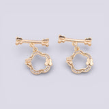 Toggle Clasp Butterfly Flower 14mm 24K Gold Ion Plated Tarnish Resistant