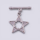 Silver Star Toggle Clasp PVD Plated White Gold Silver Tone Tarnish Resistant 14mm