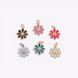 Enamel flower daisy charms 12mm 22k gold filled bracelet necklace pendant minimalist charms cz pave