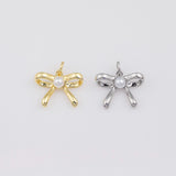 Bow Ribbon with Pearl Charm 18k Gold PVD Ion Plated Charms Tarnish Resistant