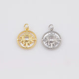 Evil Eye North Star Sun Mother of Pearl Charm 18k Gold pvd Ion Plated Charms Tarnish Resistant