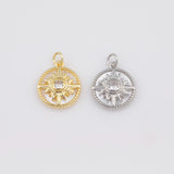 Evil Eye North Star Sun Mother of Pearl Charm 18k Gold PVD Ion Plated Charms Tarnish Resistant