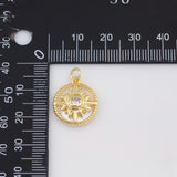 Evil Eye North Star Sun Mother of Pearl Charm 18k Gold PVD Ion Plated Charms Tarnish Resistant