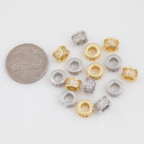 8mm Large Hole Pave Bead 4mm Hole Size18k Gold pvd Ion Plated Charms Tarnish Resistant