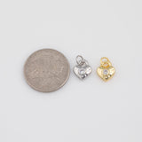 Heart with Red CZ Charm 18k Gold PVD Ion Plated Charms Tarnish Resistant