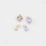 CZ Cubic Zirconia Heart Charm Very Shiny 18K Gold Filled PVD Ion Plated Tarnish Resistant