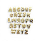 18K Gold Silver Bead 10x15mm Personalized Cord Chubby Bubble Initial Letter Alphabet Bead A~Z (select 26 Letter) Alphabet DIY Jewelry Making