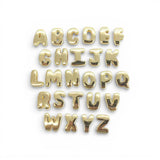 18K Gold Silver Bead 15mm Personalized Cord Chubby Bubble Initial Letter Alphabet Bead A~Z (select 26 Letter) Alphabet DIY Jewelry Making Go
