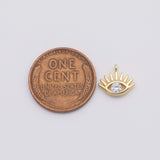 18K Gold PVD Tiny Evil Eye Charm Connector Micro Cubic Zarconia Stones Finding G-932 7x10mm - Tarnish Resistant