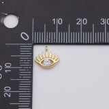 18K Gold PVD Tiny Evil Eye Charm Connector Micro Cubic Zarconia Stones Finding G-932 7x10mm - Tarnish Resistant