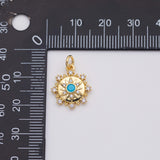 18K Gold PVD compass starburst sun burst star charm 14mm turquoise center pendant charms - Tarnish Resistant